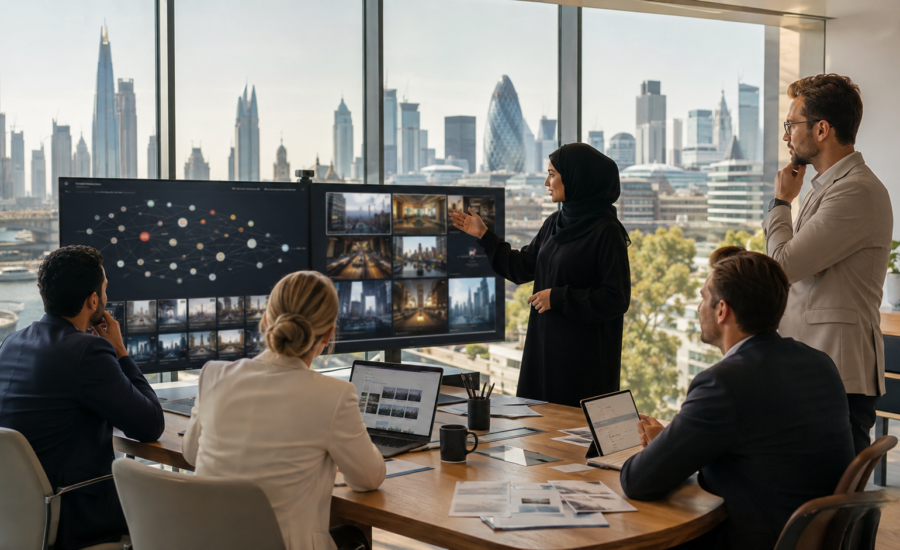 UK and UAE creative team planning AI search and video content